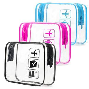 lot 15785 image: MODENGKONGJIAN TSA Approved Toiletry Bag, 3 Pcs Clear Toiletries Bags Quart Size Travel Makeup Cosmetic Bag for Women Men, Carry on Airport Airline Compliant Bag (Multicolor) - Retail $10
