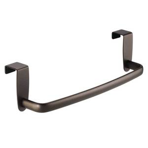 lot 15813 image: mDesign Steel Metal Wire Over Cabinet Towel Rack Storage Organizer - Hang on Cabinet or Door - Towel Bar Holder for Kitchen - Holds Hand Towels, Washcloths - Spira Collection - Bronze