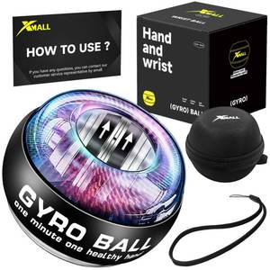 lot 15814 image: XMALL Torque Ball Hand Exerciser, Grip Strength Trainer, Forearm Strengthener, Wrist Power Gyro Ball, Hand Strengthening Devices, Wrist Strengthener, Finger Exerciser, Auto-Start Colorful Lighting - Retail $13