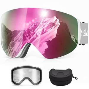 lot 15816 image: Snowalva Ski Goggles, Snowboard Goggles with 2 UV400 Anti-Fog Detachable Magnet Lenses for Men & Women Adult - Retail $36
