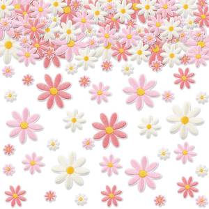 lot 15826 image: Lyrow 60 Pcs 3 Sizes Daisy Flower Iron on Patches Cute Colorful Flower Embroidered Sew on Applique Patches for Bags Hats Backpacks Shoes T-Shirt Clothes DIY Accessories(Beige, Light Pink, Pink) - Retail $15