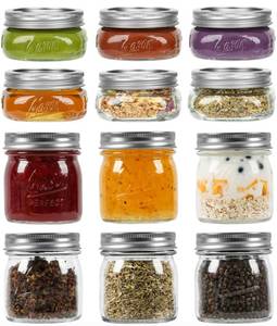lot 15827 image: FOUR LARGER, SIX SMALLER Tynatune Mason Jars, 8 OZ, 12 Pack with Lids and Bands, Glass Canning Jars for Canning, Pickling, Preserving, Jam, Honey, Wedding Favors, Shower Favors (10 Pack) (Combo) - Retail $30