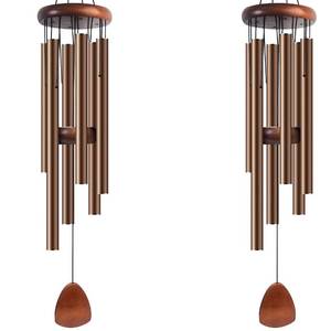 lot 15828 image: Bursvik Large Aluminium Wind Chimes 37 Inches to Create a Zen Atmosphere Suitable for Outdoor, Garden, Patio Decoration Wind Chimes with Wind Catcher Suitable as A Gift for Unisex(2 Pack Coffe) - Retail $46