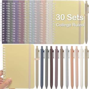lot 15831 image: Fulmoon 30 Set Small Spiral Notebooks A6 with Pens Bulk, Multicolor 4 x 6 Pocket Notebooks Mini Lined Journals 50 Sheets for Back to School Supplies Students Rewards Office Gifts (Soft Pastels) - Retail $42