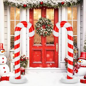 lot 15833 image: Simgoing 4 Pack 5ft Christmas Inflatable Candy Canes Outdoor Decorations, PVC Xmas Candy Canes Inflatable Column for Holiday Indoor Outdoor Holiday Yard Garden Lawn Decor (Red,White) - Retail $40