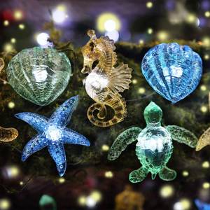 lot 15837 image: Ocean Theme String Lights Indoor Nautical D�cor-USB or Battery Operated 10ft 30 LED Sea Horse Starfish Shell D�cor- Twinkle Fairy Lights for Bedroom Patio Beach Wreath Christmas Decoration - Retail $16