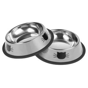 lot 15856 image: Serentive 1 Pcs Non-Slip Stainless Steel Small Cat Food Bowls - Unbreakable, Thicken 7 Oz Cat Dishes - Indoor, Removable Rubber Base, Easily Clean, Lovely Color - Retail $9