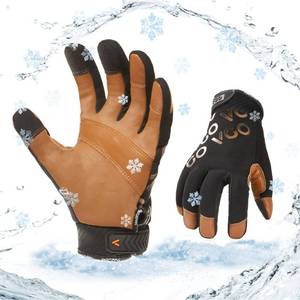 lot 15859 image: Vgo... 1-Pair -4 or above 3M Thinsulate C100 Winter Warm Waterproof Light Duty Mechanic Glove, High Dexterity, Anti-abrasion, Rigger Glove (Size S, Brown, GA9603FW) - Retail $37