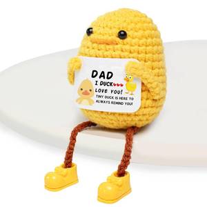 lot 15868 image: Artlunar Gifts for Dad Funny Long Legged Positive Duck Emotional Support Crochet Gifts with Dad I Love You Inspirational Card - Retail $5