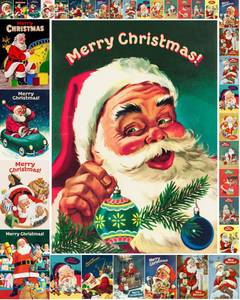lot 15870 image: Decoupage Paper Pack (35 Sheets 6x8) Happy Jolly Santas Delivering Presents on Christmas Eve FLONZ Vintage Illustration Pictures Cards for Decoupage, Craft and Scrapbooking - Retail $13