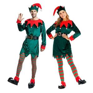 lot 15883 image: Megartico Christmas Adult Elf Santa Helper Costume Full Set Green Cosplay Party for Family