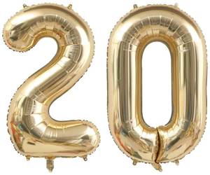 lot 15888 image: 40 Inch Light Gold 20 Number Balloons White Gold Giant 20 Foil Mylar Helium Large Digital Balloon Champagne Gold Birthday Numbers Jumbo Balloons 20th Anniversary Events Party Decorations Supplies - Retail $8