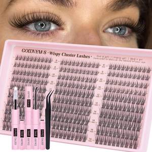 lot 15890 image: Goddvenus Lash Clusters Kit 9-14mm Wispy Eyelash Clusters Lashes Natural DIY Lash Extension Kit Short Cluster Eyelash Extensions Kit 300pcs C Curl Individual Lashes Cluster Eyelash (With Tweezers) - Retail $16
