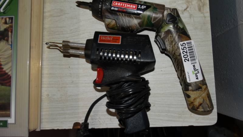 lot 20255 image: Air pump. Craftsman brite driver. Spot welder.
