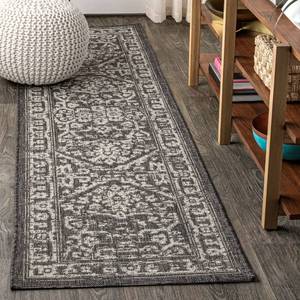 lot 11477 image: JONATHAN Y Boho Medallion Indoor Outdoor Runner Rug 2X8 BlackGray, Malta Textured Weave for Backyard, Patio, Porch, Easy-Cleaning, High Traffic, Pet-Friendly, Non-Shedding (SMB104C-28)