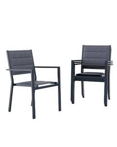 lot 11482 image: GarveeLife 4 Piece Aluminum Patio Stackable Dining Chairs Set, Outdoor Metal Lightweight Stacking Dining Chair with Textilene Fabric, for Backyard Lawn Deck Poolside Porch Bistro, Dark Grey