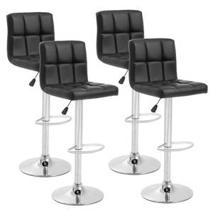 lot 11488 image: Barstools Set of 2 Modern PU Leather Adjustable Height Square Bar Stools with Square Back Bar Stool