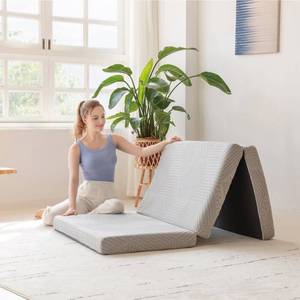 lot 62382 image: MLILY Tri-Fold Memory Foam Mattress Topper, 4 inch Single Folding Mattress with Collapsible and Washable Cover, Travel and Guest Mat, 75X 25 X 4, Grey