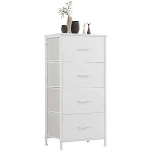 lot 62395 image: Sweetcrispy Dresser for Bedroom, Storage Drawers, Skinny Fabric Storage Tower with 4 Drawers, Tower Organizer Unit, Chest of Drawers with Wooden Top for Closet,Entryway,White