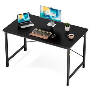 lot 62396 image: Sweetcrispy Computer Office Desk 48 Inch Student Study Writing Work with Metal Frame Wood Tabletop Modern Simple PC Home Bedroom Table - Basic Black