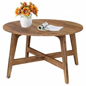 lot 62400 image: VASAGLE MAEZO Collection - Round Coffee Table, 31.5-Inch Center Table, Tapered Legs, Curved Transitions, Easy to Assemble, for Living Room, Honey Brown ULCT251KB01S