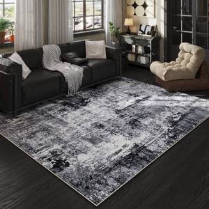 lot 62401 image: Rugcomf 6x9 Rug Washable Bedroom Rug Large Soft Area Rug Abstract Pattern Non-Slip Faux Wool Vintage Rug for Living Room, Farmhouse, Dining Room, Kids Playroom, Grey and Black