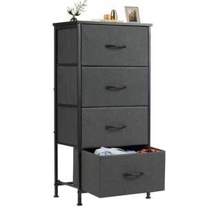 lot 62402 image: Sweetcrispy Nightstand Small Bedroom Dresser with 4 Fabric Drawers,Bed Side Furniture End Table, Wooden Top Cabinet Night Stand Dresser for Closet, Entryway, Dorm, Grey