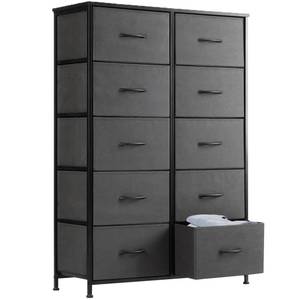lot 62408 image: Sweetcrispy Dresser, Tall Dresser for Bedroom, Drawer Dresser Organizer Storage Drawers with 10 Drawers, Chest of Drawers with Fabric Bin, Steel Frame, Wood Top for Bedroom, Closet, Entryway