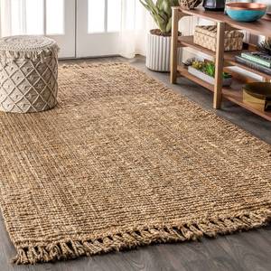 lot 11498 image: JONATHAN Y Handwoven Jute Fringe Natural Indoor Area Rug, 5x8, Pata, Bohemian, Rustic, Cottage, Easy-Cleaning for Living Room, Bedroom, Kitchen, Non-Shedding (NRF103A-5)
