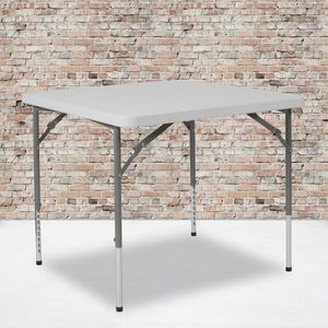 lot 11510 image: Flash Furniture 2.79-Foot Square Height Adjustable Granite White Plastic Folding Table