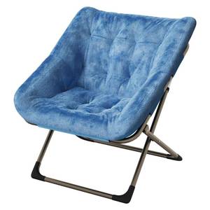 lot 50358 image: GAOMON Comfy Saucer Chairs for Adults, Foldable Living Room Chairs, Faux Fur Lazy Chair with Metal Frame, 300 LB Capacity, No Assembly Required for Bedroom, Dorms, Apartments, Blue