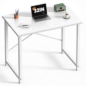 lot 50368 image: Sweetcrispy Computer Desk, Small Office 32 Inch Writing Work Study Student Teacher Home Bedroom Table with Metal Frame Wood Tabletop - White