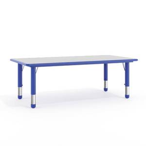 lot 50373 image: Flash Furniture Wren Adjustable Classroom Activity Table for School and Home, Plastic Activity Table for Kids, 23.625 W x 47.25 L, GrayBlue