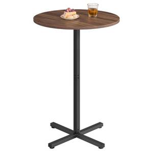 lot 50375 image: VASAGLE Round Cocktail Table, High Top Bar Pub Table with Metal Frame and Cross Base, for 2-3 People, Modern, Easy to Assemble, 23.6 x 41.1 Inches, Natural Walnut ULBT361K01V1