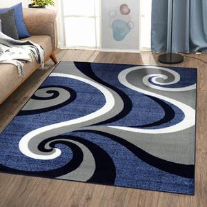 lot 50376 image: Persian Area Rugs Luxe Weavers Contemporary Abstract Swirl Blue 40x53 Area Rug Carpet, Stain Resistant Geometric Modern Rug, 0317