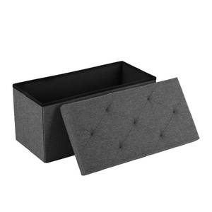 lot 61915 image: DUMOS 30in Foldable Storage Ottoman Bench, Storage Chest, End of Bed Foot Rest Stool with Padded Seat, Bedroom Bench for Living Room, Bedroom, Support 660lbs, Grey