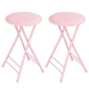 lot 61925 image: Lavish Home Set of 2 Counter Height Bar Stools 24-Inch Backless Folding Chairs with 225lb Capacity for Kitchen, Rec Room, or Game Room (Pink)