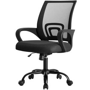 lot 61931 image: DUMOS Office Desk Chair - Ergonomic Mid Back with Lumbar Support & Rocking Mode, Height Adjustable with Fixed Armrest, Storage Back for Computer, Gaming, Conference, Meeting, 360° Swivel, Black