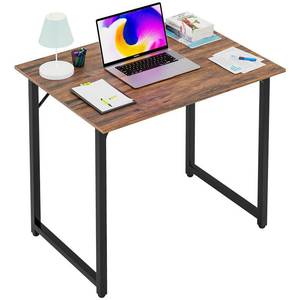lot 61944 image: PayLessHere  32 Inch Computer Desk  Brown  Office Desk with Metal Frame, Adjustable Feet  Water-Resistant, Scratchproof Surface  Sturdy Writing Table for Home Office or Study  Pack of 1