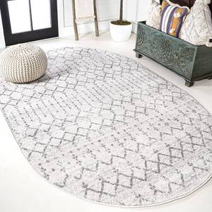 lot 61952 image: JONATHAN Y Boho Vintage Diamond CreamGray Oval Area Rug 3X5 ft, Moroccan Hype for Living Room, Bedroom, Kitchen, Office, Easy-Cleaning, High Traffic, Pet-Friendly, Non-Shedding (MOH101B-3OV)