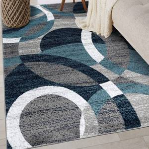 lot 61953 image: Rugshop Blue Modern Geometric Indoor Small Area Rug, Overlapping Circle Pattern, Fade Resistant, Non-Shedding, for Bedroom, Home Office and Reading Nook, 33 x 5