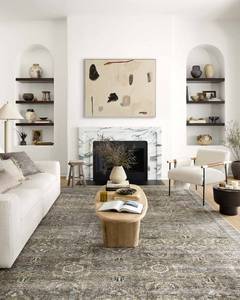 lot 61957 image: Loloi Layla Collection LAY-13 AntiqueMoss 9-0 x 12-0 .13 Thick Area Rug, Soft, Durable, Vintage Inspired, Distressed, Low Pile, Non-Shedding, Easy Clean, Printed, Living Room Rug