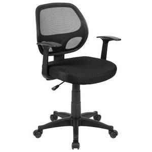 lot 61960 image: Flash Furniture Mallard Mid-Back Swivel Mesh Office Chair with Padded Seat and T-Arms, Height-Adjustable Ergonomic Padded Office Desk Chair, Black