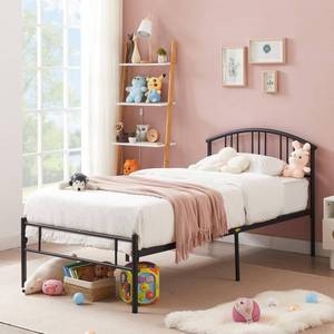 lot 61964 image: VECELO Twin Size Bed Frame with Headboard and Footboard, Metal Platform Mattress Foundation, Sturdy Steel SlatNo Box Spring NeededUnder Bed StorageEasy Assembly