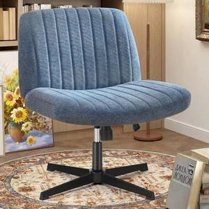 lot 61965 image: OLIXIS Criss Cross Chairs Legged Armless No Wheels Wide Seat Height Adjustable Swivel Rolling Padded Fabric Home Office Desk Seating for Bedroom, Student, Study Room