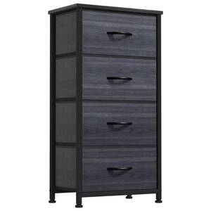 lot 63092 image: DWVO 4 Drawers Dresser, Dresser for Bedroom, Fabric Storage Tower, Chest of Drawers, Organizer Unit for Closets, Living Room, Sturdy Steel Frame, Wooden Top, Easy Pull Fabric Bins
