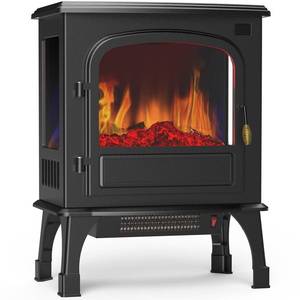 lot 63094 image: Sweetcrispy Freestanding Electric Fireplace Heater, 26 Indoor Fireplace with 3D Flame Effect, Overheating Safe Design, Energy Saving Space Heater with 12H Timer&Remote for Living Room, Bedroom, Black