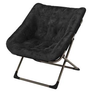 lot 63106 image: GAOMON Comfy Saucer Chairs for Adults, Foldable Living Room Chairs, Soft Faux Fur Lazy Chair with Metal Frame, 300 LB Capacity, No Assembly Required for Bedroom, Dorms, Apartments, Black