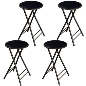 lot 63117 image: Lavish Home Set of 2 Counter Height Bar Stools 24-Inch Backless Folding Chairs with 225lb Capacity for Kitchen, Rec Room, or Game Room (Black)