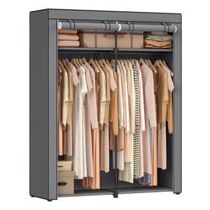 lot 63122 image: SONGMICS Closet Wardrobe, Portable Closet for Bedroom, Clothes Rail with Non-Woven Fabric Cover, Clothes Storage Organizer, 55.1 x 16.9 x 68.5 Inches, Gray URYG02GY